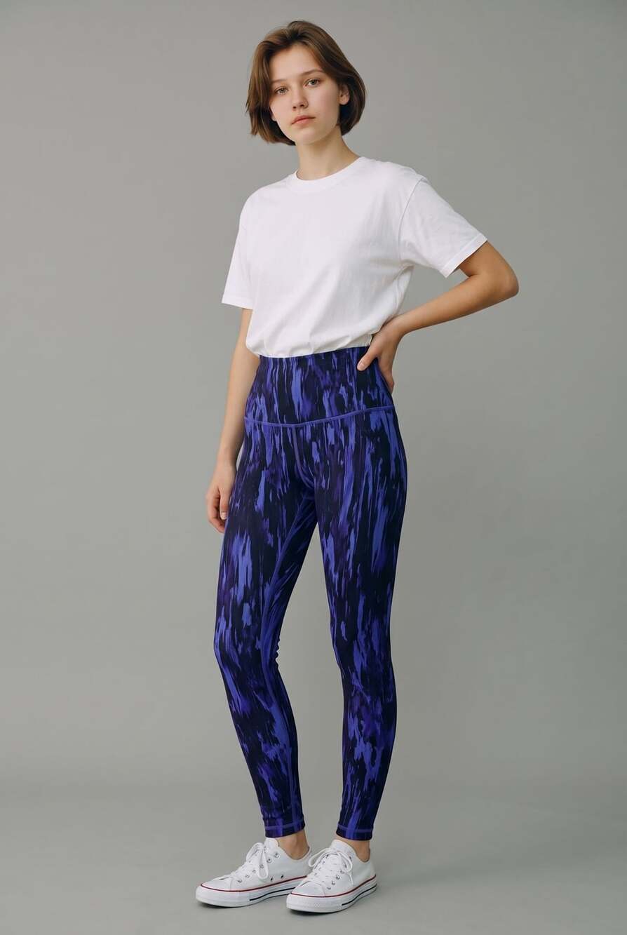 Lululemon Wunder Under High-Rise Pant Painted Sprinkler Black Blue Leggings